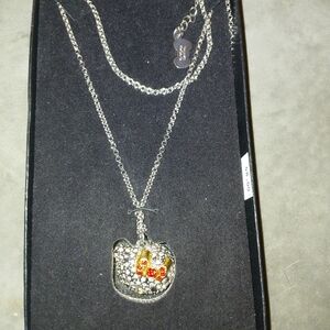 Silver and Gold Cat Pendant Necklace